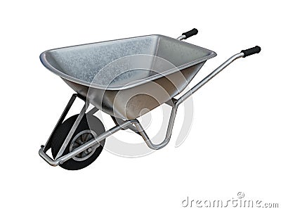 New Garden Metal Wheelbarrow Cart Isolated on White Stock Photo